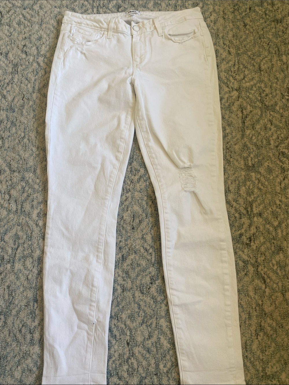 PAIGE Chalk White Distressed Verdugo Ultra Skinny Jeans Size 32